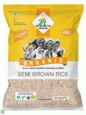 24 Mantra Organic - Sonamasuri Semi Brown Hand Pounded Rice, 1 k