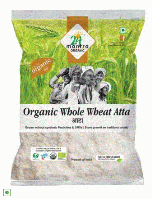 24 Mantra Organic Atta - Whole Wheat, 1 kg Pouch