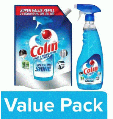 Colin Glass & Household Cleaner 500 ml + Glass Cleaner Liquid Re