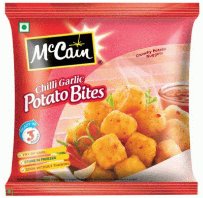 MCCAIN CRUNCHY POTATO BITES 420 GMS CHILLI GARLIC