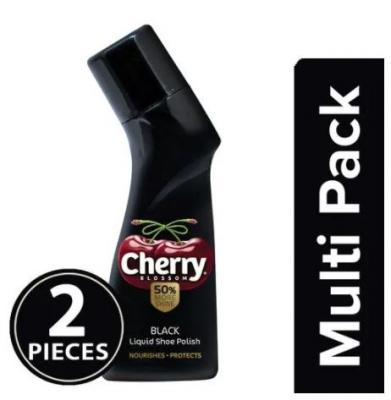 Cherry Blossom Liquid Shoe Polish - Black, 2x75 ml Multipack