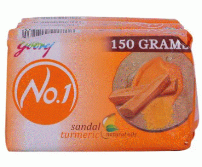 Godrej No.1 Bathing Soap - Sandal & Turmeric, 150 g (Pack of 4)