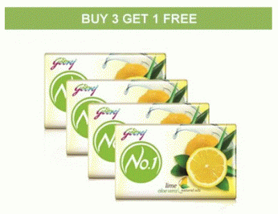 Godrej No.1 Bathing Soap - Lime & Aloe Vera, 150 g (Pack of 4)