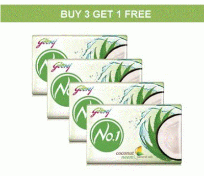 Godrej No.1 Bathing Soap - Coconut & Neem, 150 g (Pack of 4)