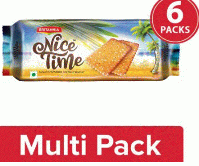 Britannia Nice Time - Sugar Showered Coconut Biscuits, 6x150 g M